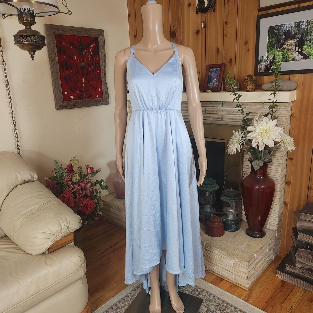 torrid Light Blue High-Low V-Neck Spaghetti Strap Dress
